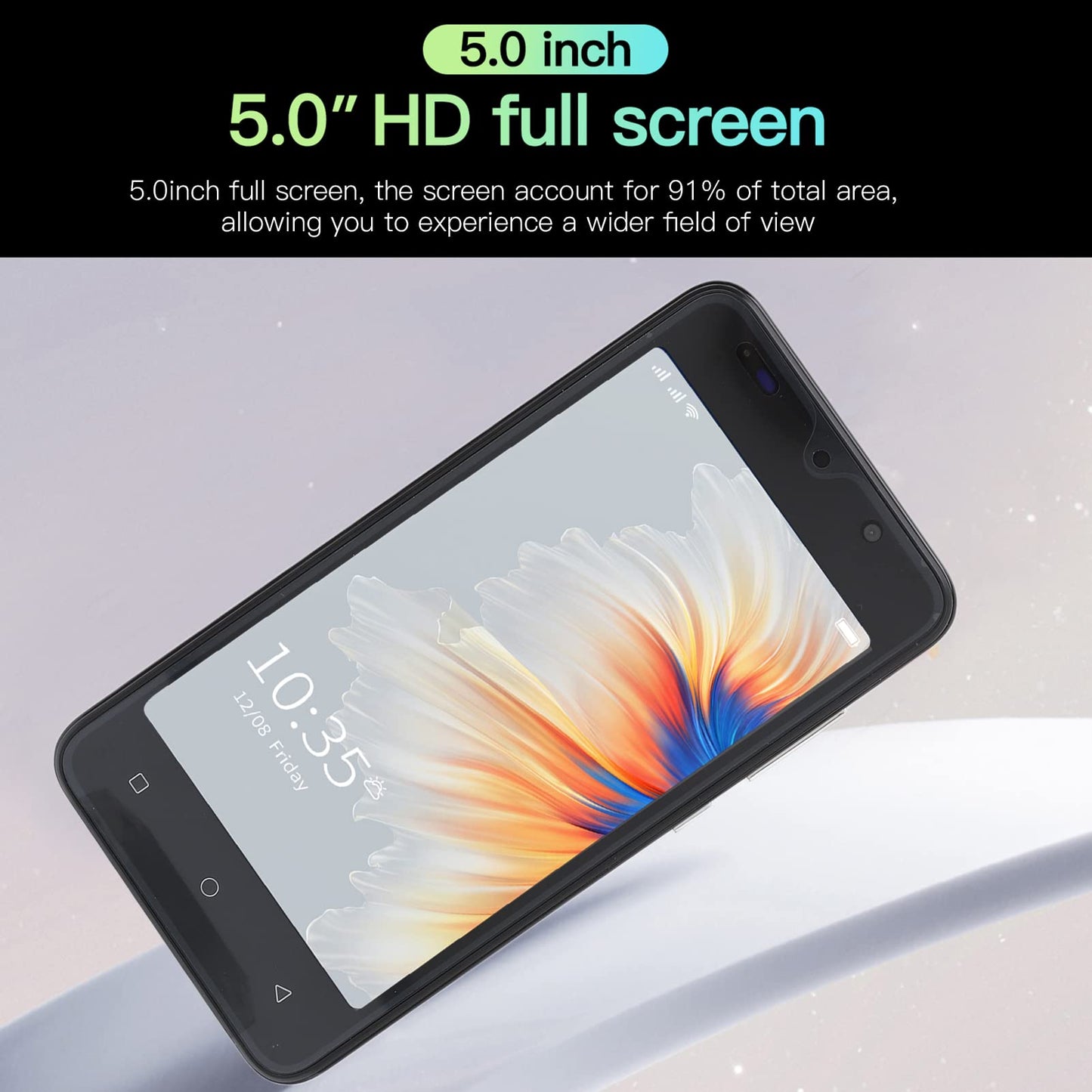 8 Pro smartphones without contract, Android phones without contract, 5 inch full screen display, 512MB RAM 4GB ROM storage, dual SIM phone, face recognition, slim mobile phone for Android 4.4.2 (Green)