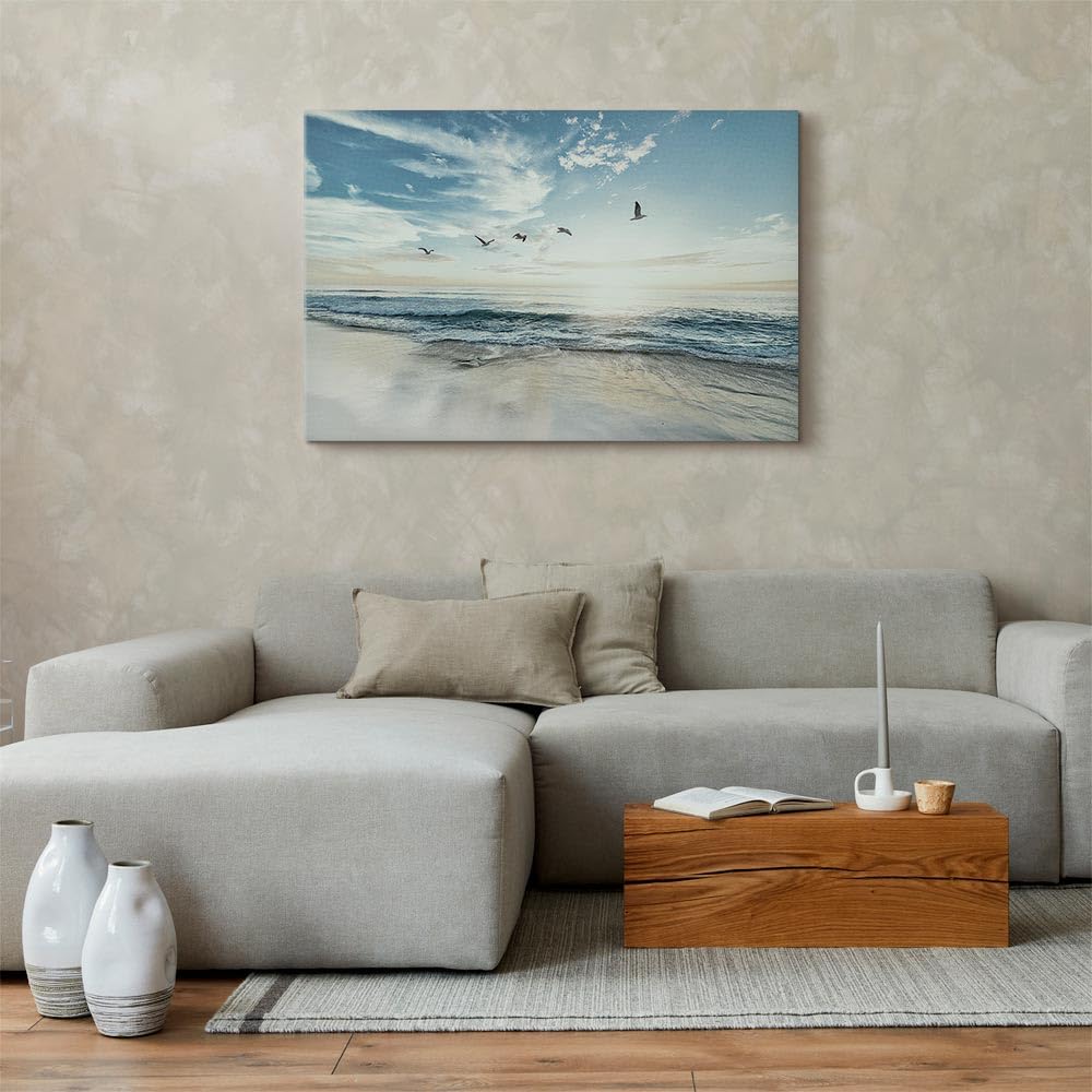 murando - Acoustic image landscape 60x40 cm 1 piece pictures acoustic foam sound insulation art acoustic panels wall panels soundproofing wall art sound absorber beach sea birds seagulls c-B-0667-b-a