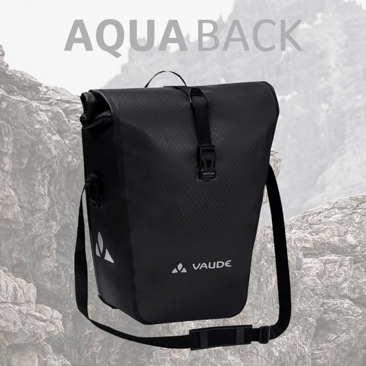 VAUDE Bike Bag for Rear Rack Aqua Back Single 1 x 24 L in all black, waterproof rear pannier, bike luggage carrier bag, easy attachment - Made in Germany