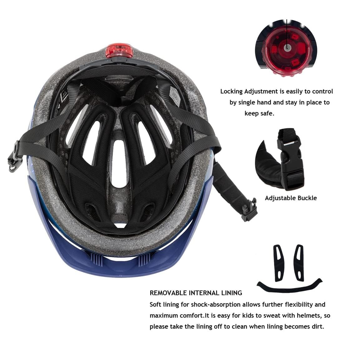 Exclusky kids bike helmet boys 50-57CM kids bike helmet with light kids bike helmet with visor bike helmet girls multiple ventilation helmet kids 5-13 years