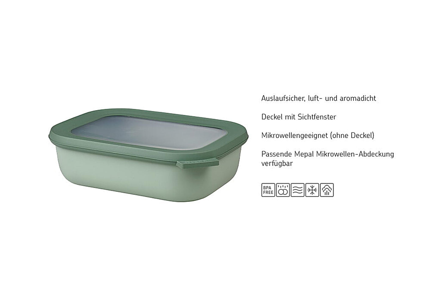 Mepal - Multibowl Cirqula Rectangular 3-piece Set - Storage containers with lids - Suitable for storage, fridge, freezer & microwave - 750, 1500 & 3000 ml - Nordic Lilac
