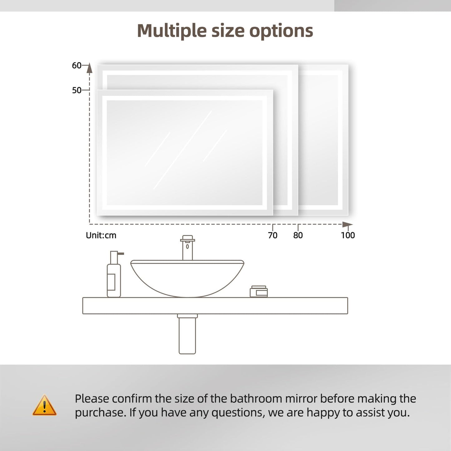 Dripex bathroom mirror wall mirror LED illuminated bathroom mirror with touch switch fog-free cool white 6400K energy-saving light mirror 60x100 cm