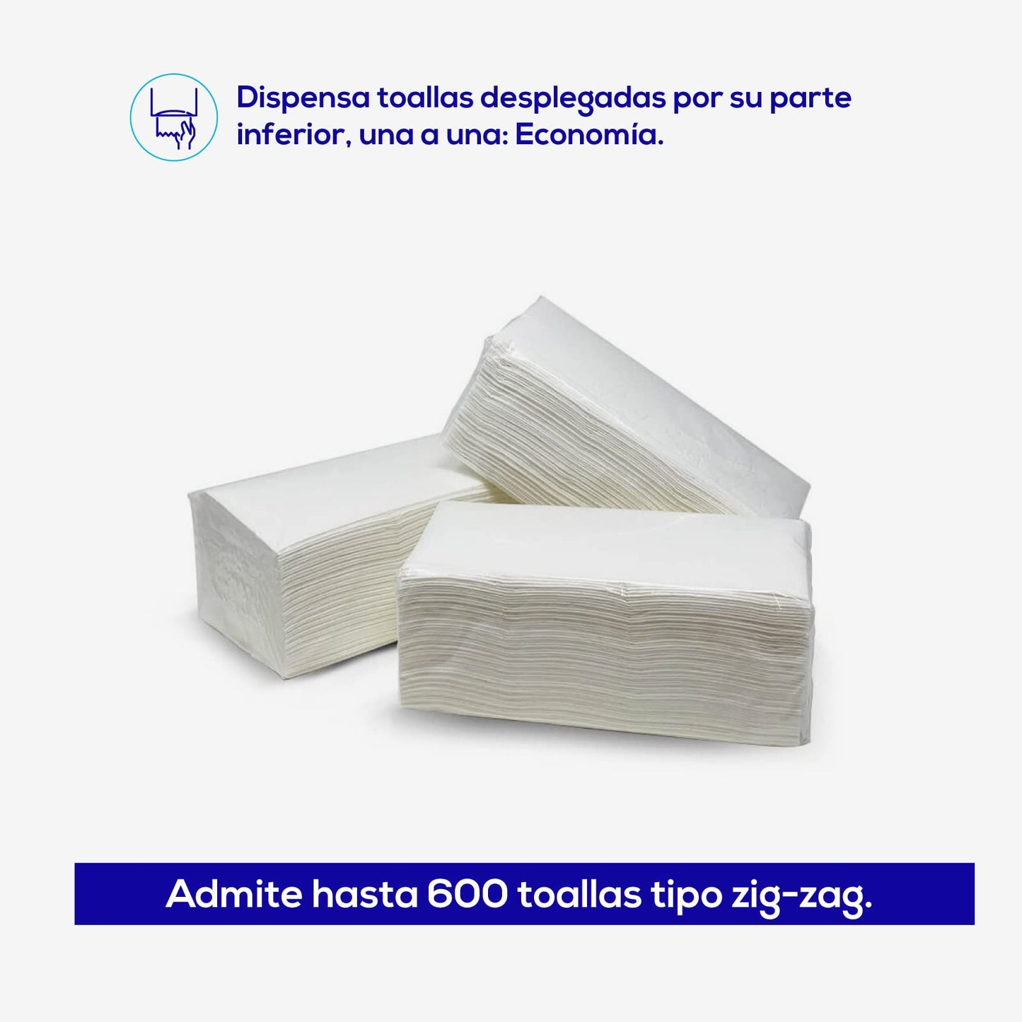 Jofel - Towel dispenser, facial towel, wall towel dispenser, up to 600 zig-zag towels, Hygienic, High-quality ABS housing, Azure AH33700, White.