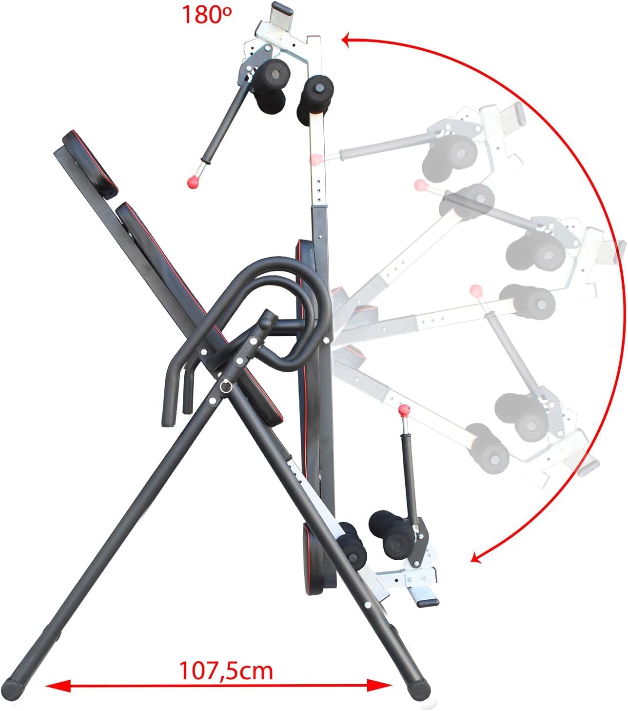 Folding gravity inversion table Yatek ECO model for home use with full inversion to relieve spinal pressure, back trainer supports up to 150 kg