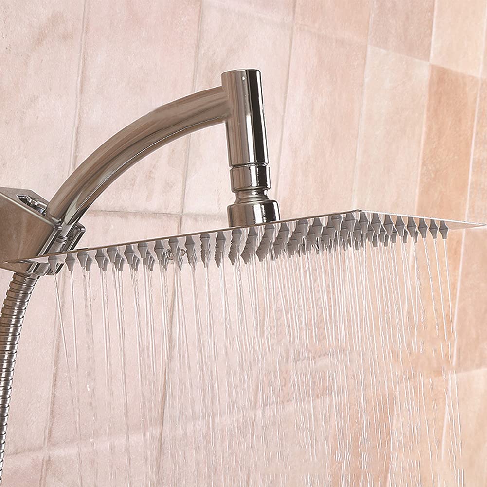 POHOVE Shower Head with Hose, 360 Degree Adjustable 8-inch Large Rain Shower Head Handheld Showerhead, 1.5m Hose, Multiple Spray Modes, Universal for Bathroom and Spa.