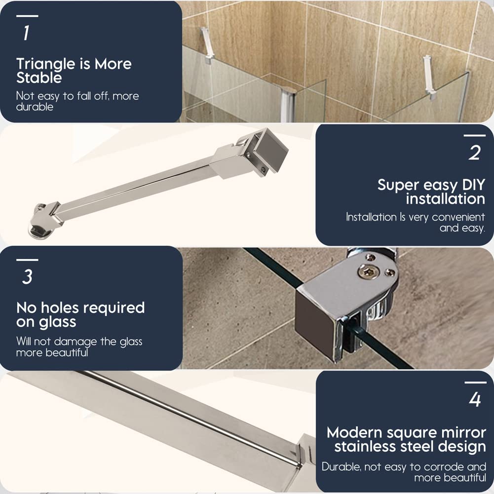 100cm stainless steel frameless shower door fixed side panel wall-to-glass support bar for 6mm 8mm 10mm thick glass by m-home