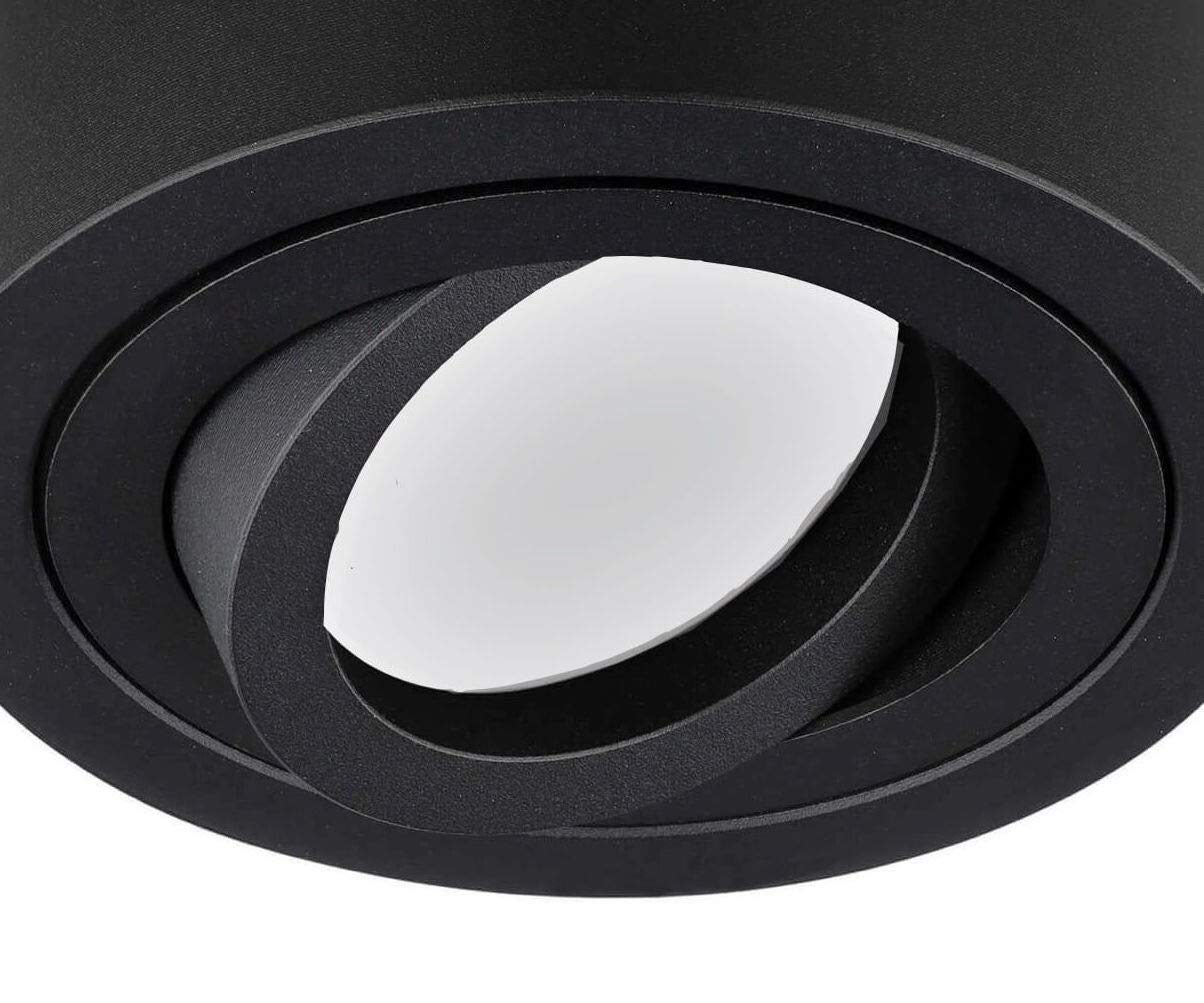 lambado® Flat LED Surface Mount Lights/Ceiling Lights Set incl. 230V 5W dimmable spots - round surface light/ceiling spots in matte black
