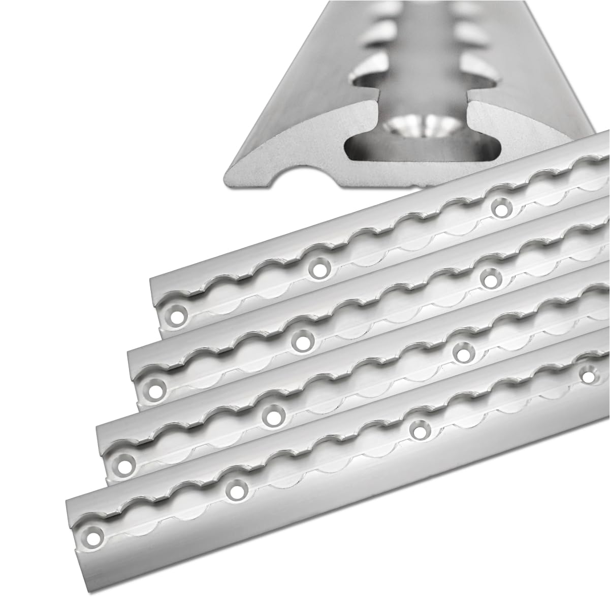 6X 2.0 meter (1975mm) aluminum airline rail half-round profile suitable for trailers, cars, trucks, campers, motorhomes, workshops, and more.