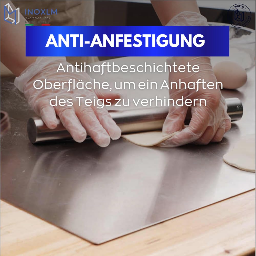 INOXLM stainless steel cutting board for kneading, stainless steel countertop available in various sizes, for kitchen, bar, restaurants, stainless steel kneading board with cutting board stand.