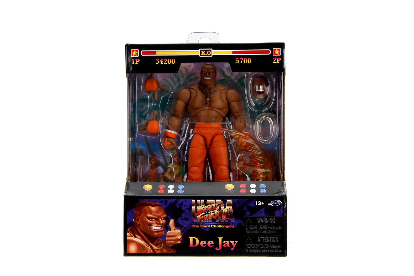 Jada Toys Street Fighter Figure DEE Jay (15 cm) - poseable collectible and action figure from Street Fighter 2: The Final Challengers, with alternate head, hands, and accessories, for ages 13+
