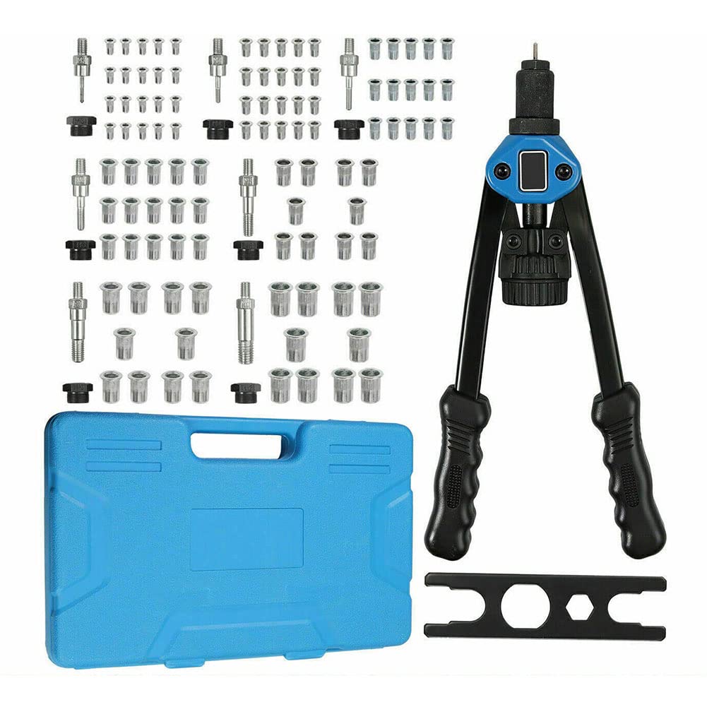 YWHWXB Rivet Nut Tool, 33cm Hand Rivet Nut Setter Kit - 110Pcs Heavy Duty Rivet Nuts M3-M12 and 7 Metric & Inch Mandrels Kits with Rugged Carrying Case