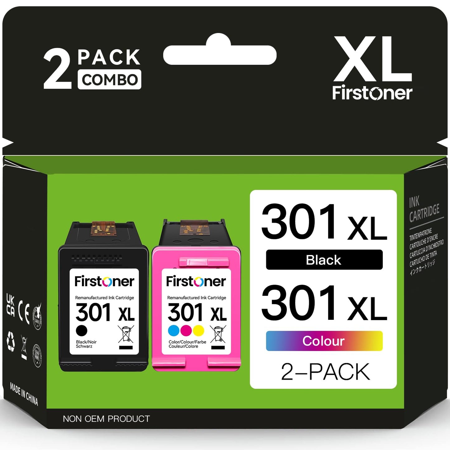 301 Ink Cartridge Multipack, 301XL Black and Color Replacement for HP 301, compatible with HP Envy 4500 4502 5530 5532, Deskjet 1000 1050 1510 2510 2540 3050, OfficeJet 3830 3834 4655 5220