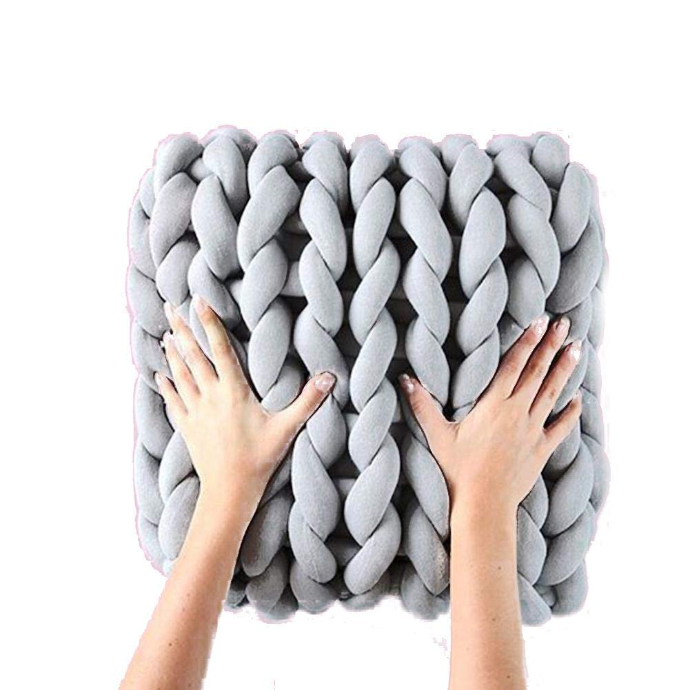 YONII Core Yarn Multi Soft Bulky Arm Knit Wool Roving Crochet DIY Hand Chunky Knit Blanket Yarn for Giant Chunky Knitting Throw Sofa Blanket Crafts (Light Grey, 1KG)