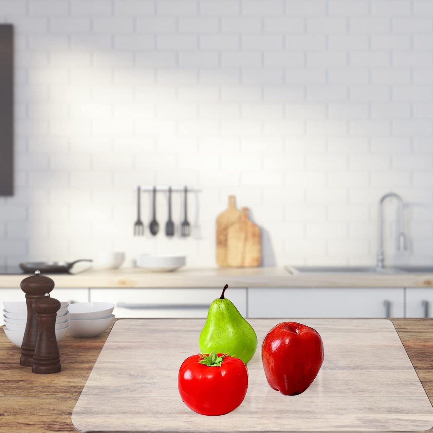 Acrylic cutting board with counter lip, non-slip transparent kitchen accessory, cutting mats (45*60cm)