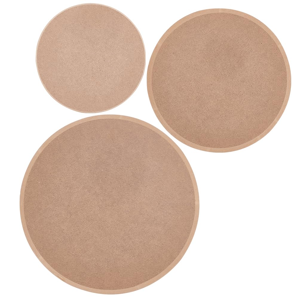BENECREAT 3 Piece Round Pottery Form, Ceramic Slab Mold, Wooden Density Plate Printed Blanks, Peeling Clay Slab for DIY Ceramic Cutting and Printed Blanks
