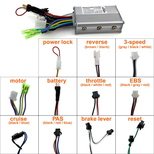 24V36V48V 250W Brushless Motor Controller Electric Bicycle Hub Motor Hall Sensor Controller Electric Vehicle Motor Controller (48V)