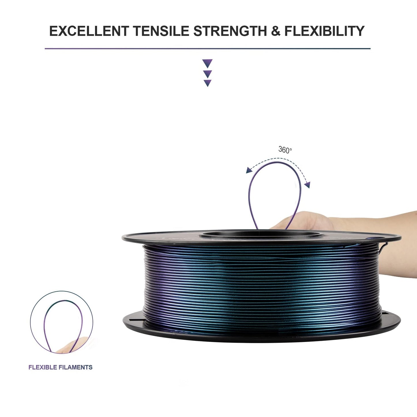 PETG filament 1.75mm, TINMORRY Enhanced PETG-Eco 3D printing materials, compatible with Bambu FDM 3D printer, 1 KG 1 spool, Chameleon Blue/Purple.