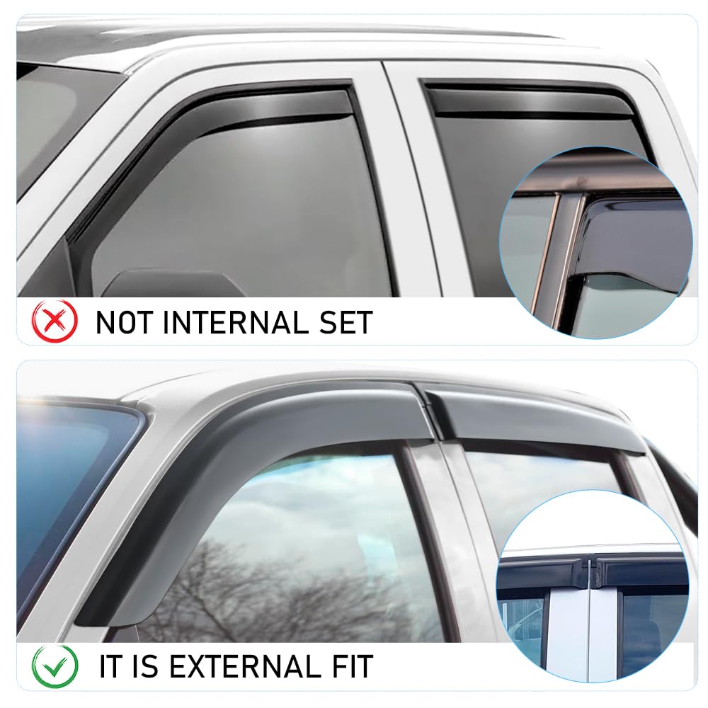 JHCHAN wind deflectors for Isuzu D-Max 2012-2019 V-Cross LSE LS L double cab, smoke grey side window deflectors 4 pieces (D-max 2012-2019)