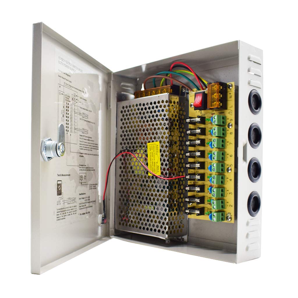 9-channel power supply box for CCTV camera video surveillance power supply 12V DC10A 120W.