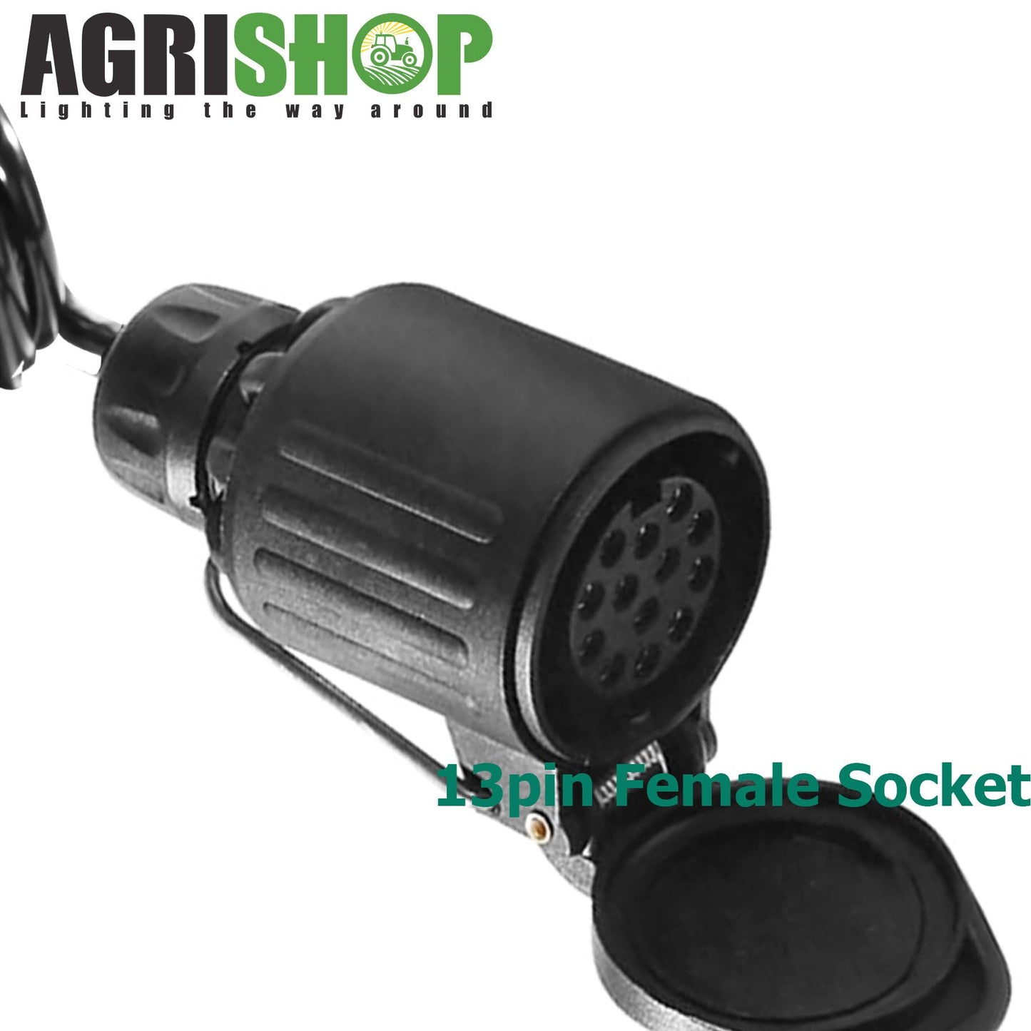 AgriShop trailer extension cable adapter 13-pin to 13-pin, 2.8m spiral cable trailer 13-pin trailer extension with male female plug, adapter trailer coupling 13 to 13 pin CE