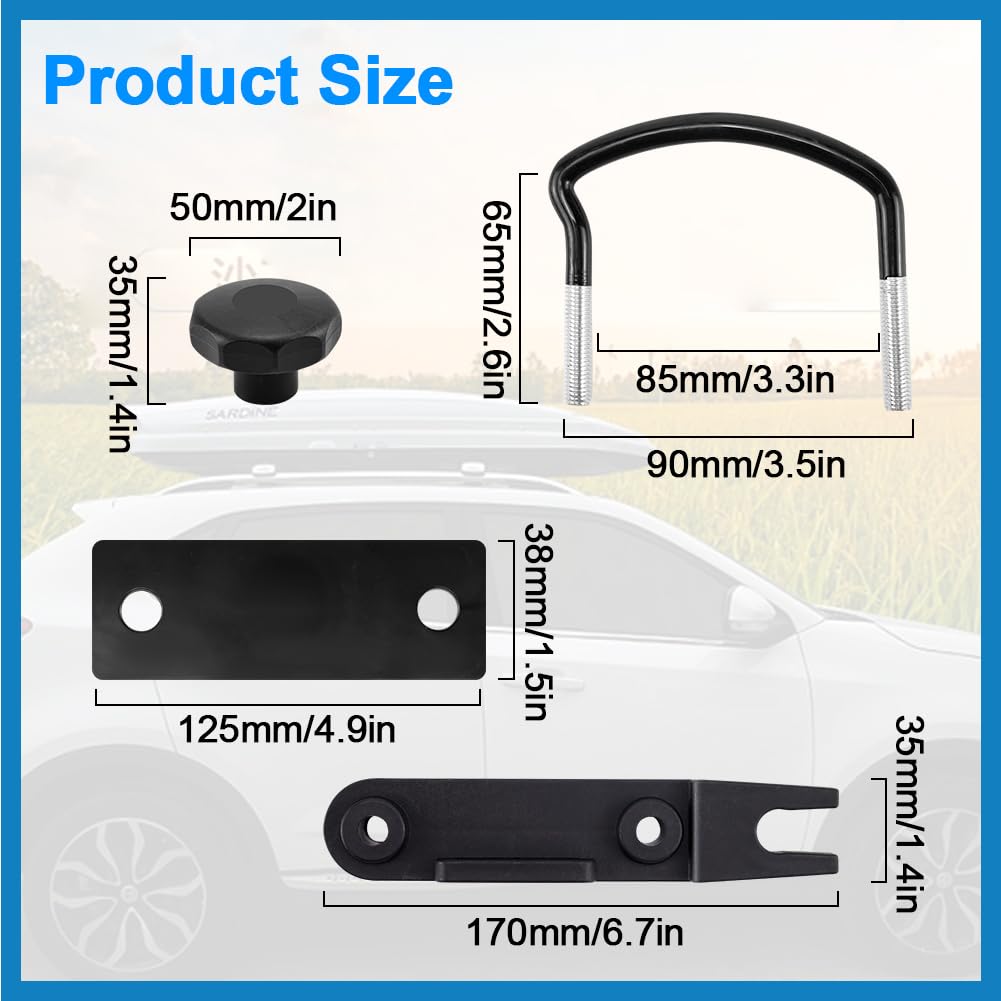 Abnaok 4 Piece Universal Roof Box Mounting U-Bolts, Roof Box Holder Mounting, Stainless Steel U-Bolt Installation Accessories