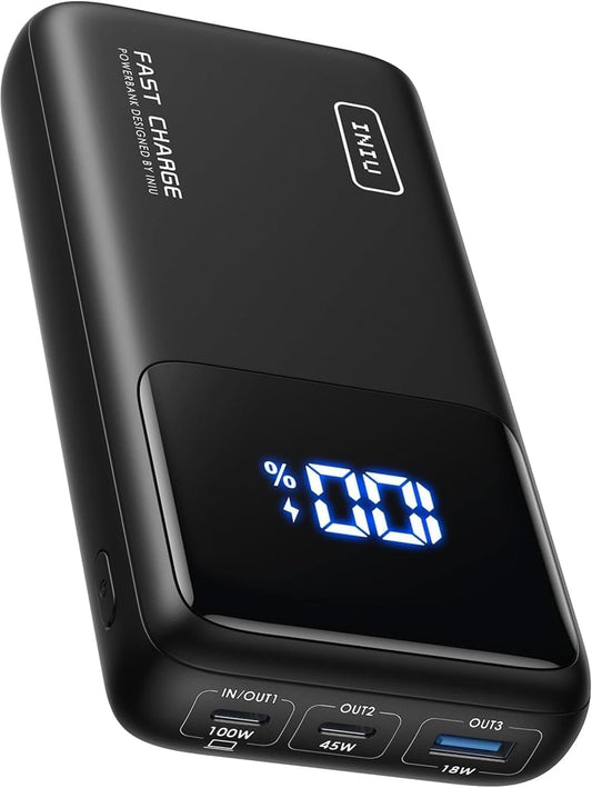 INIU Laptop Power Bank, 100W 25000mAh Powerbank with USB-C Input&Output, Small External Battery Pack Compatible with MacBook, Surface, iPad, Fire TV Stick, Camera, DJI, iPhone 18 16 15 14, Travel, Hiking, Office.
