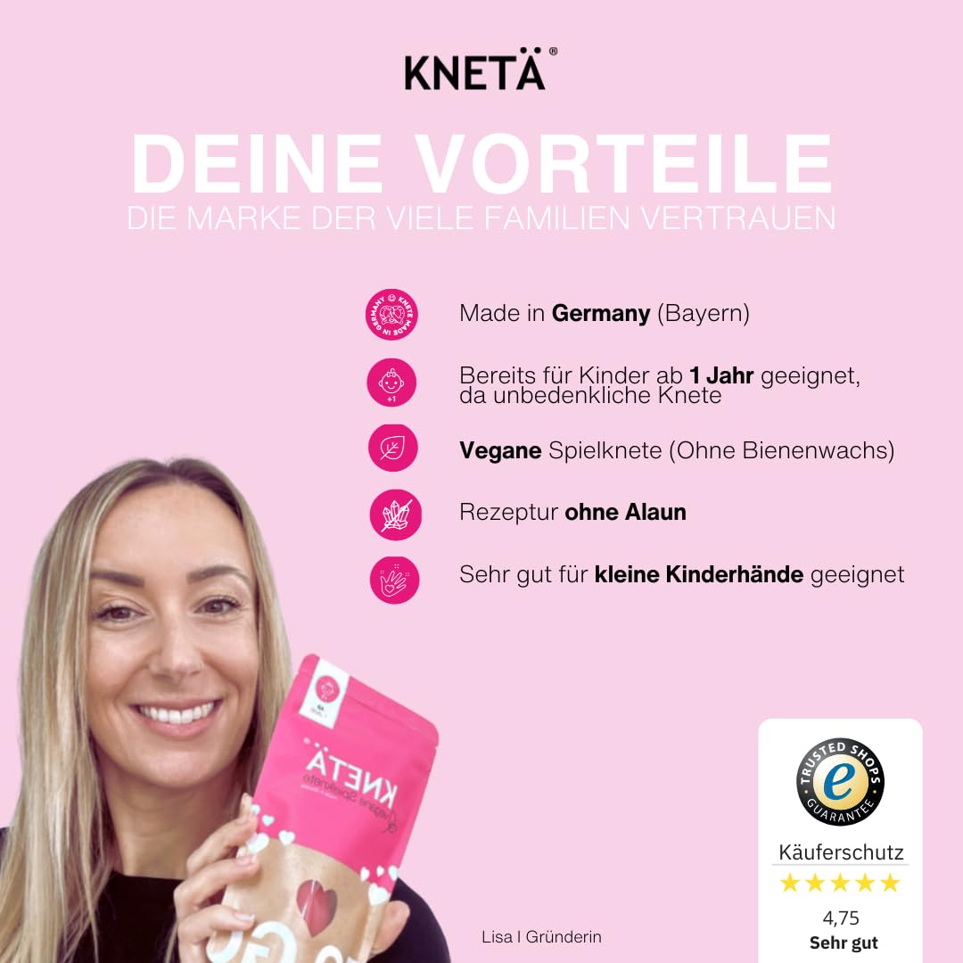 KNETÄ Vegan Modelling Clay (8X 50g Bag Sets) I Clay for Kids from 1 year I Non-toxic I Clay for Toddlers I Clay Set.