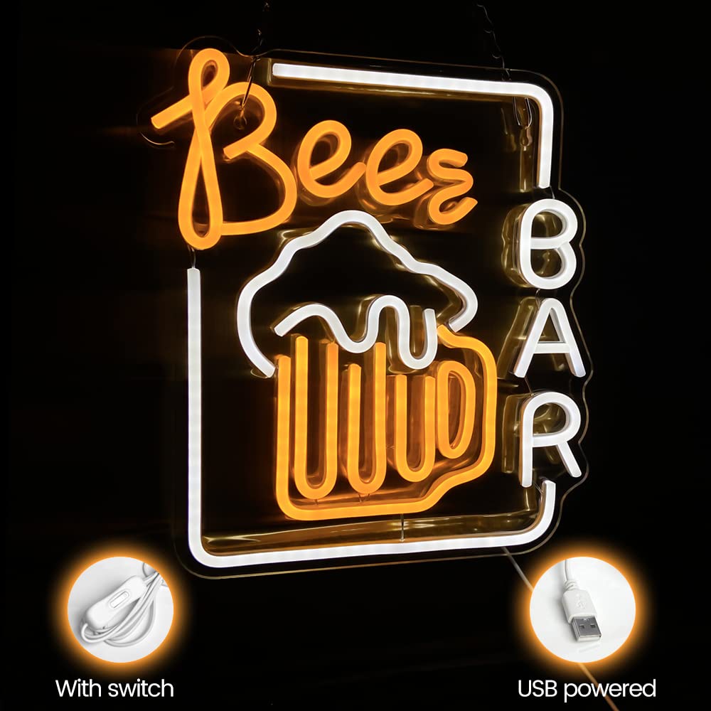PILYONDE Beer Neon Sign Bar Decor Party Accessories, LED Decorative Light, Beer Neon Sign Lighting, Festive Restaurant Wall Decor, Beer Gifts for Men