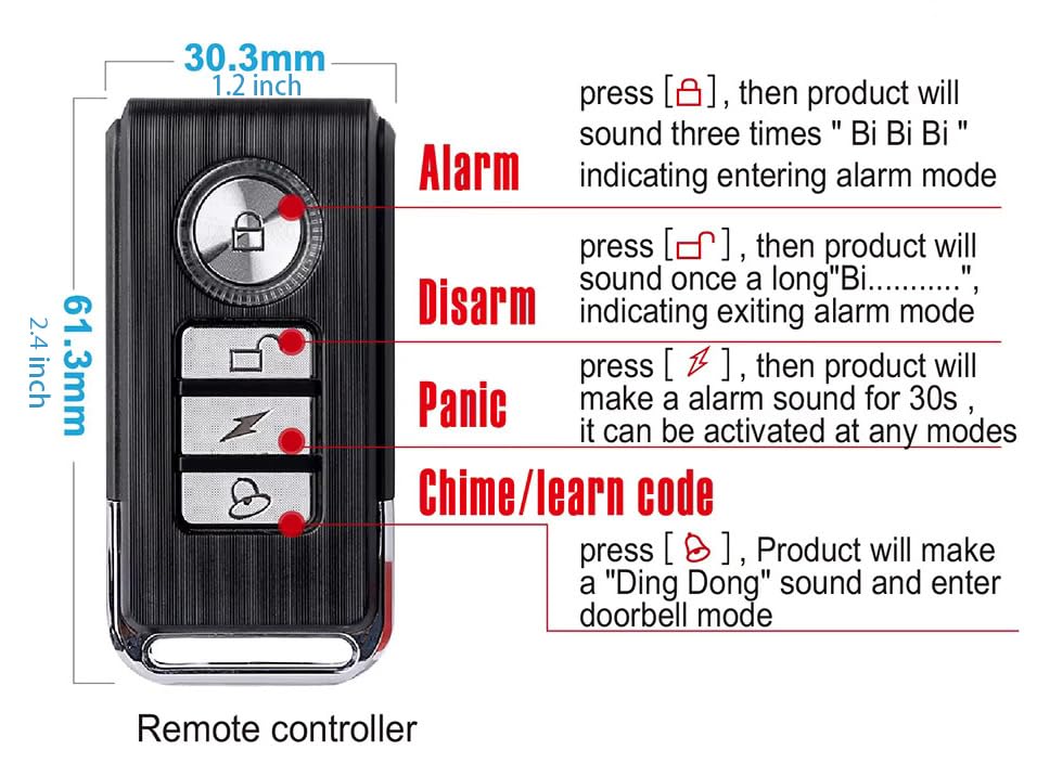 Improved bike alarm, waterproof, with remote control, vibration, for motorcycle, bike, door, burglary alarm, adjustable sensitivity, window/door alarm vibration sensors