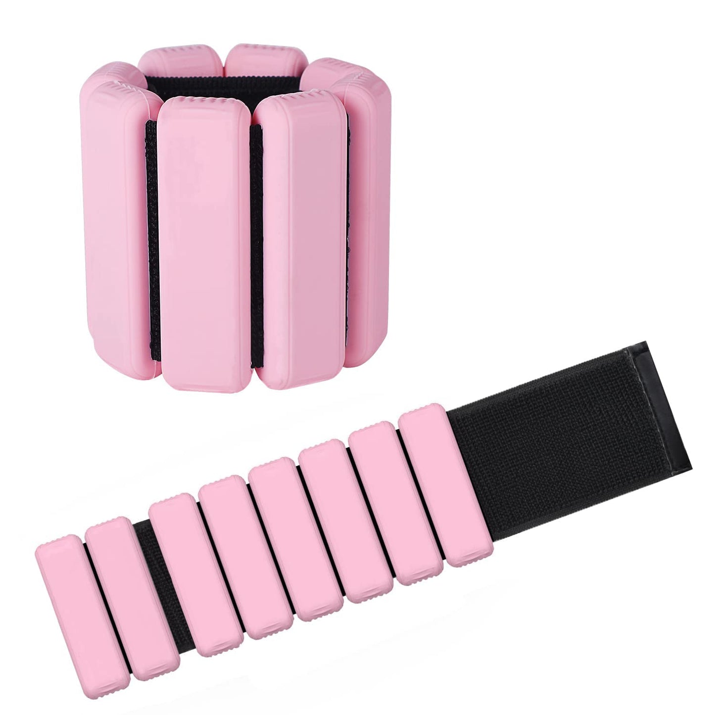2 PCS Wrist Weights Ankle Weights Set Weight Cuffs for Foot or Wrist on Exercise Walking Jogging Yoga Aerobics Pilates Weight Fitness Bracelet (black) (pink)