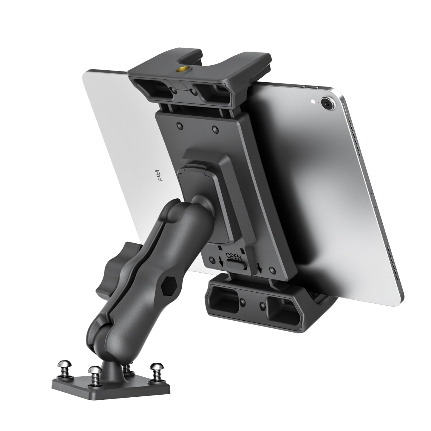 OHLPRO Tablet Holder for Car with High Performance Drill Base, Truck Tablet Holder 360° Rotatable Clamp Compatible with 5-13 inch iPad, Pro, Mini, Samsung Tab, Sturdy iPad Holder, Black