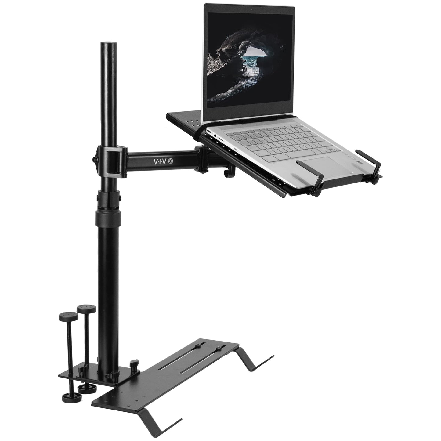 VIVO Single Laptop Car Mount, fully adjustable extension, notebook stand for trucks, vans, and SUVs, joint and height adjustment, Black, MOUNT-CAR01