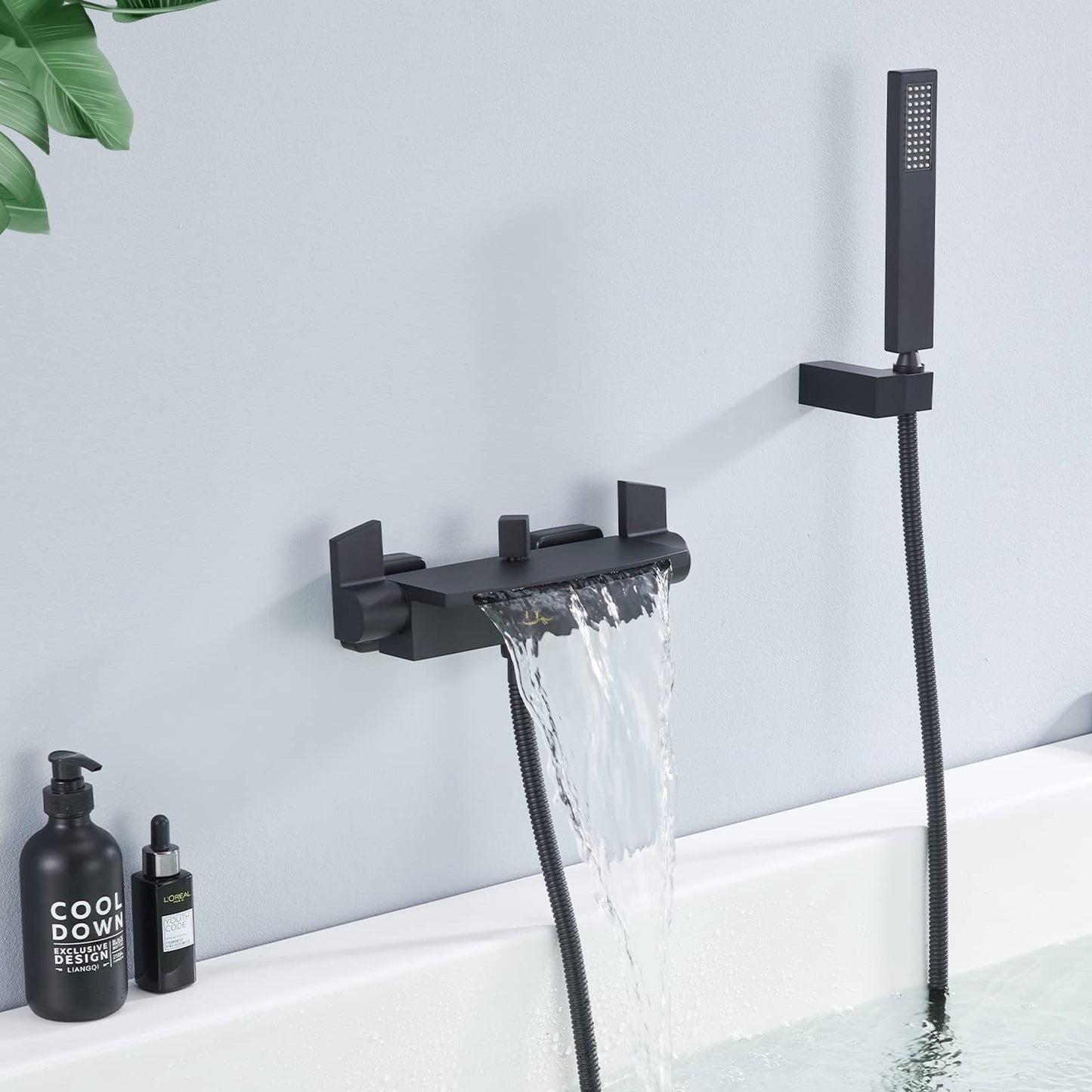 HOMELODY Black Bathtub Faucet Waterfall Faucet Tub Mixer with Shower Tub Faucet...
