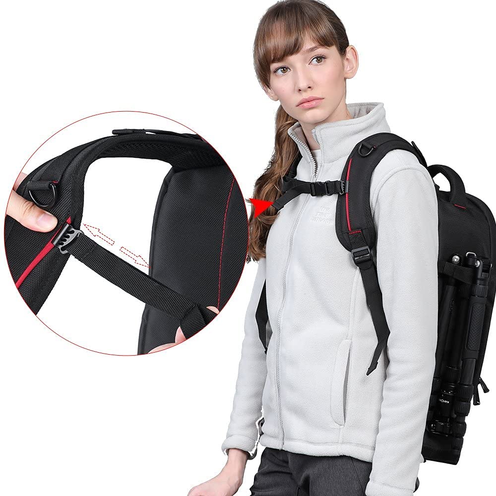 Beschoi Camera Backpack Waterproof Bag with Laptop Compartment for Canon Sony Nikon Olympus SLR/DSLR Camera, Lens and Accessories, Large (Black)