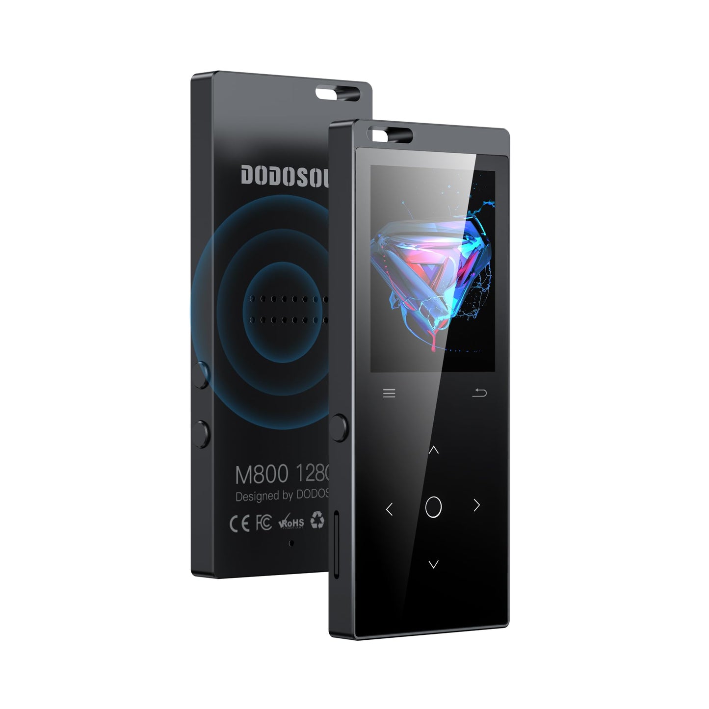128GB MP3 Player Bluetooth 5.2, DODOSOUL MP3 Player with Headphones, FM Radio, Voice Recorder, Mini Design, HiFi Sound, E-Book Reader, Photo Album, Ideal for Sports, Speaker