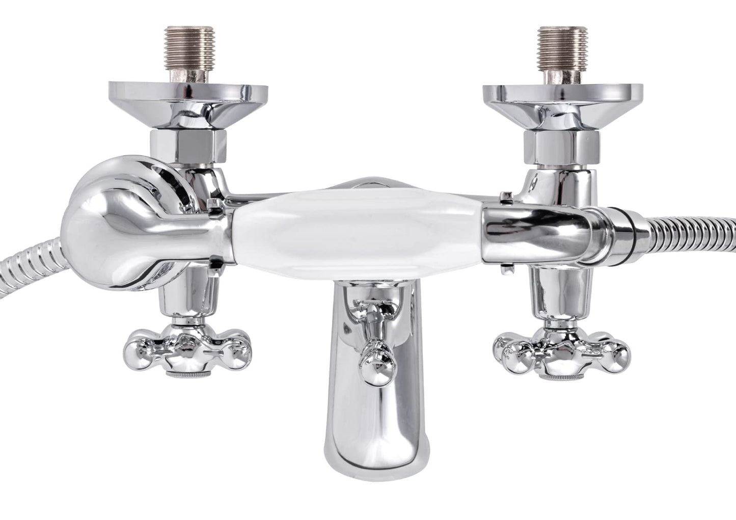 aquaSu® Two-handle mixer Athena for bathtub including shower set | Retro faucet | Diverter bathtub faucet | Tub battery | Nostalgic two-handle faucet | Cross handles | Chrome | 76802 3