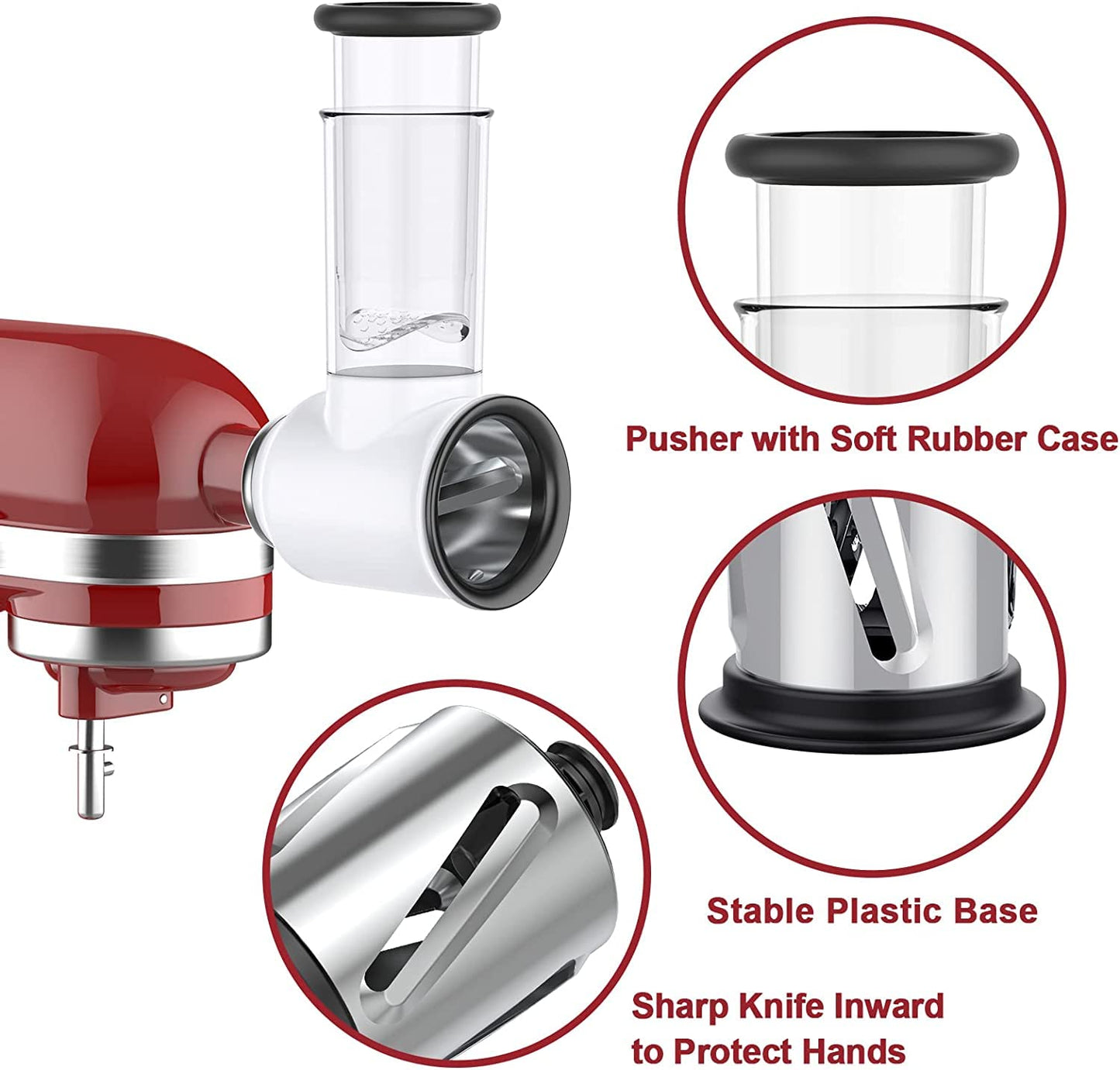 Vegetable slicer for KitchenAid stand mixer, slicer shredder attachment for KitchenAid accessory, vegetable slicer cheese grater set for KitchenAid accessory by GVODE.