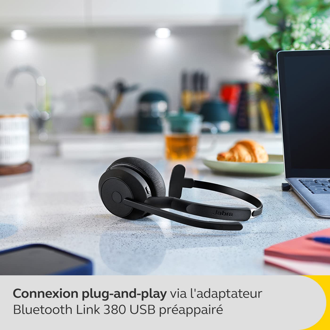 Jabra Evolve2 55 - wireless mono headset with charging stand Air Comfort - microphones with noise cancellation and ANC - compatible with all UC platforms like Zoom and Google Meet - Black