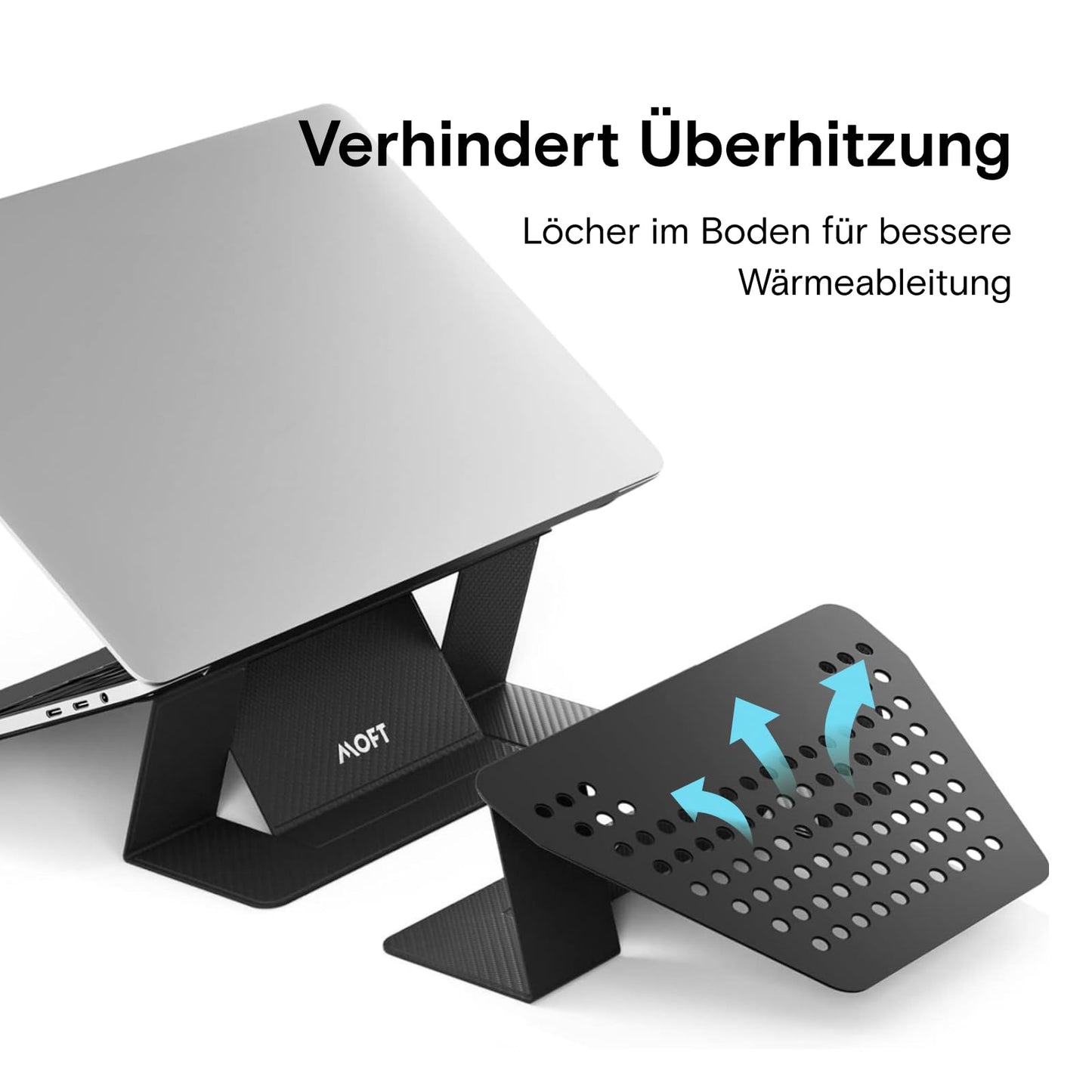 MOFT Laptop Stand, Foldable Notebook Stand with 2 adjustable angles, Improve Posture, Compatible with MacBook Air, MacBook Pro 11''-16'', Self-adhesive - Black Patterned.