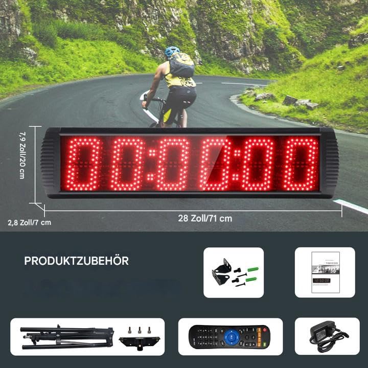 LED stopwatch for competitions, 5-inch 6-digit sports stopwatch with tripod, countdown/up, gym timer clock countdown timer with remote control.