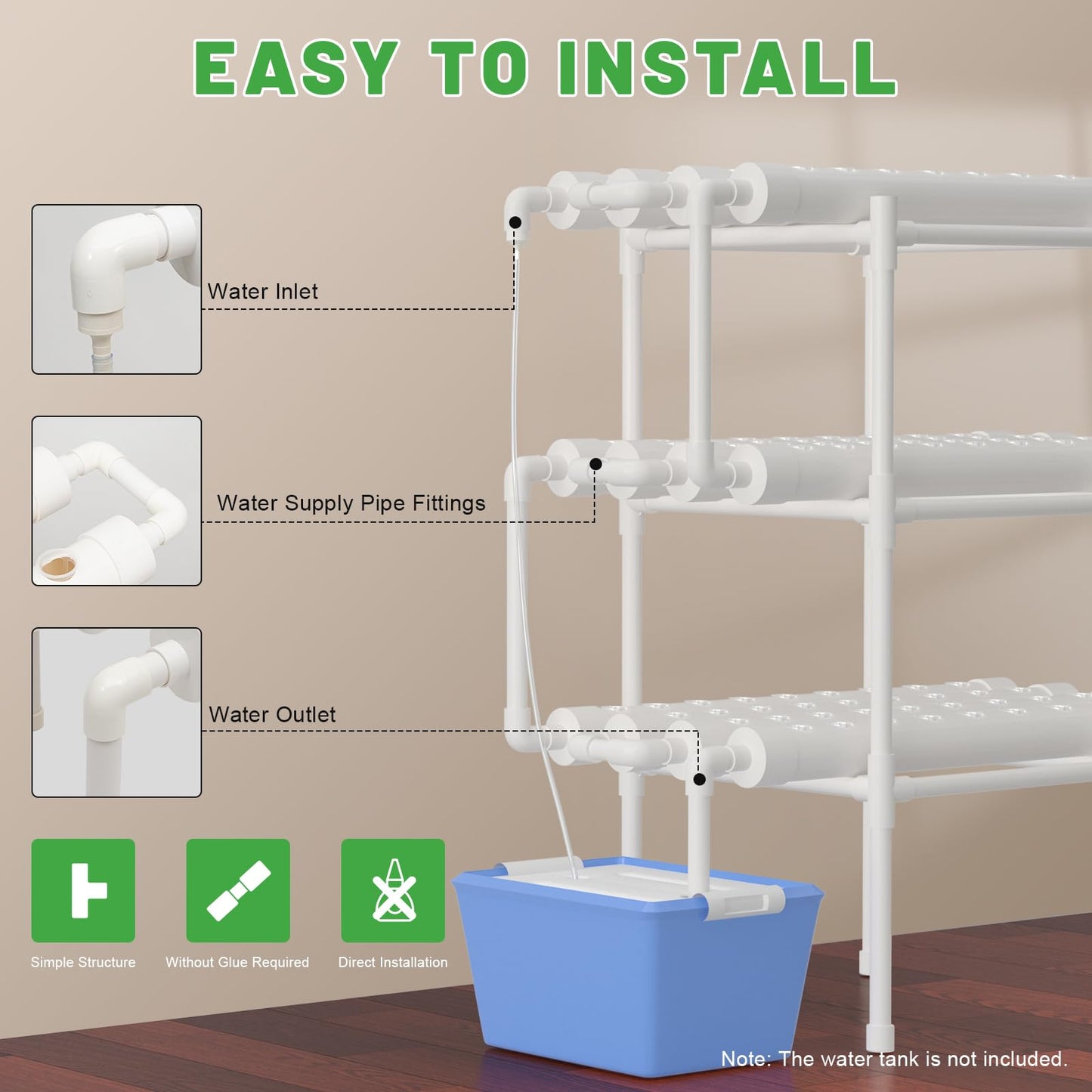 LENJKYYO Hydroponic Grow Kit Hydroponic System with PVC Pipe 3 Layer Professional 108 Sites for Hydroponic Growing Systems 12 Hydroponic Soilless Planting Systems Smart Garden for Home, Kitchen