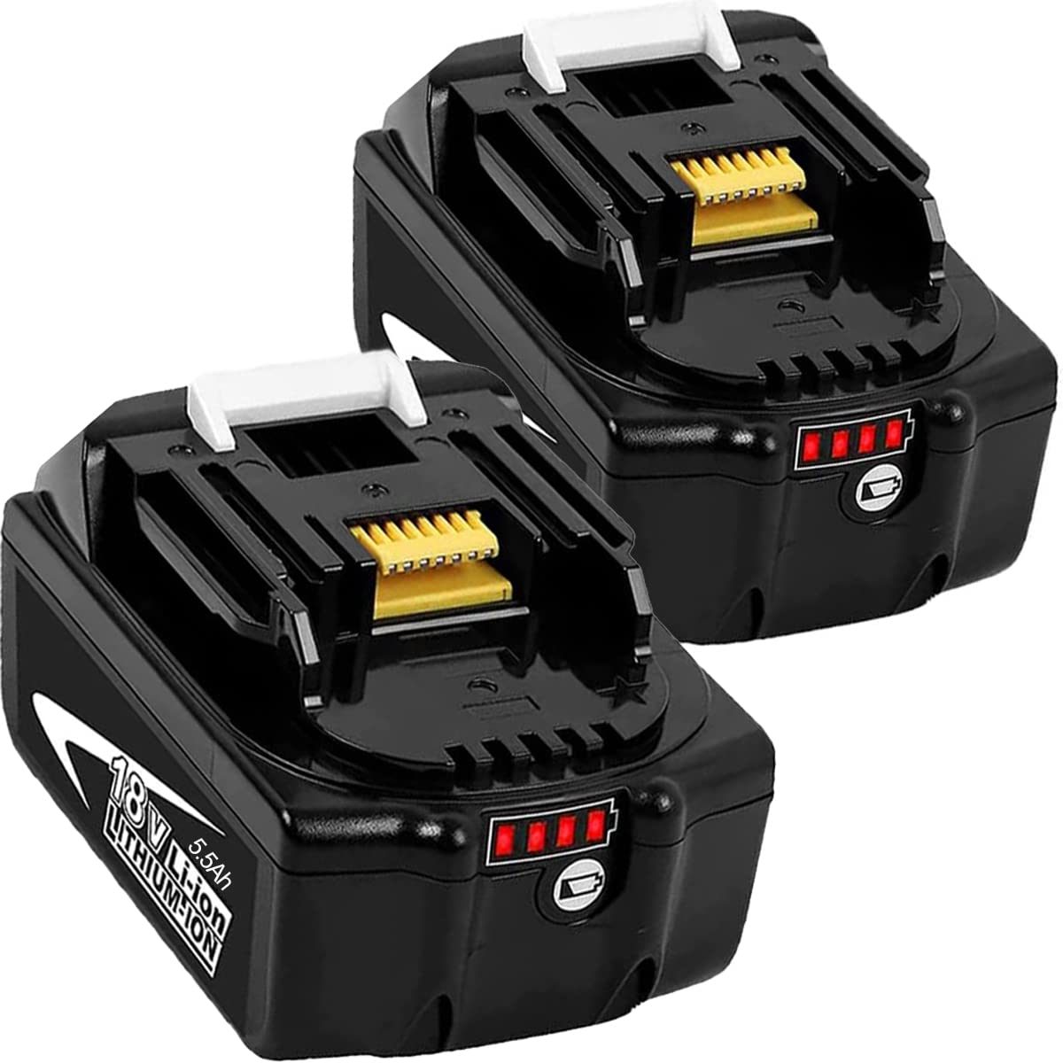 2 pieces battery replacement for Makita 18V battery 5.5Ah, BL1860B BL1850B for construction site radio DMR108 DMR110 DMR107 DMR112 DMR104 Radio with LED tool battery