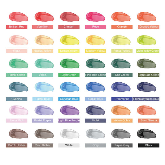 INK LAB Acrylic Paint Set 36 x 60 ml, Waterproof and lightfast acrylic paints, Quick-drying for paper, wood, canvas, fabrics, Ideal for beginners and professionals.