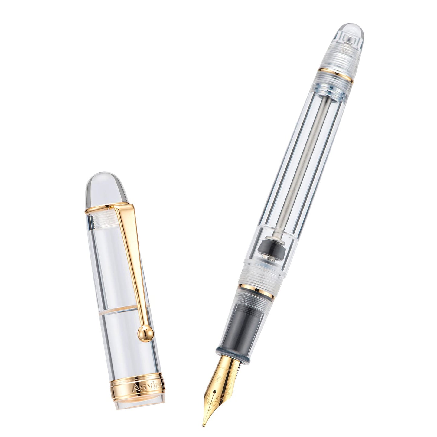 Asvine V126 vacuum filler fountain pen Medium nib Transparent acrylic Clear Large capacity filler with gift box