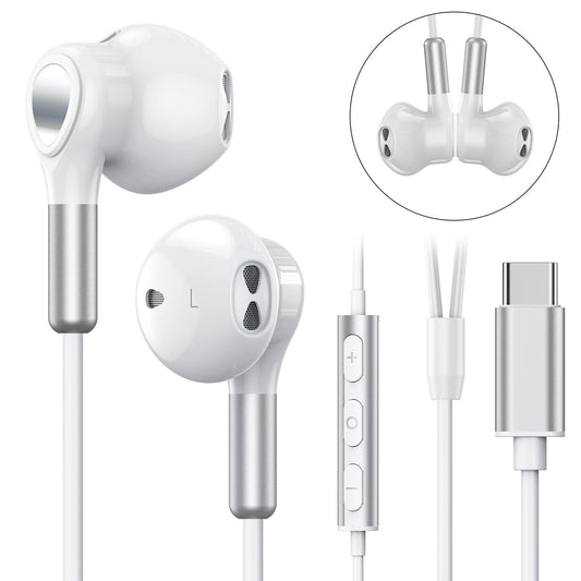 USB C headphones for Samsung Galaxy S24 S23 Ultra S22 S21 FE S20 A53 A54. USB C headphones with microphone, in-ear headphones with cable. USB Type C headphones for iPhone 16 15, iPad Pro Air 5 Mini 6, Google Pixel 9.