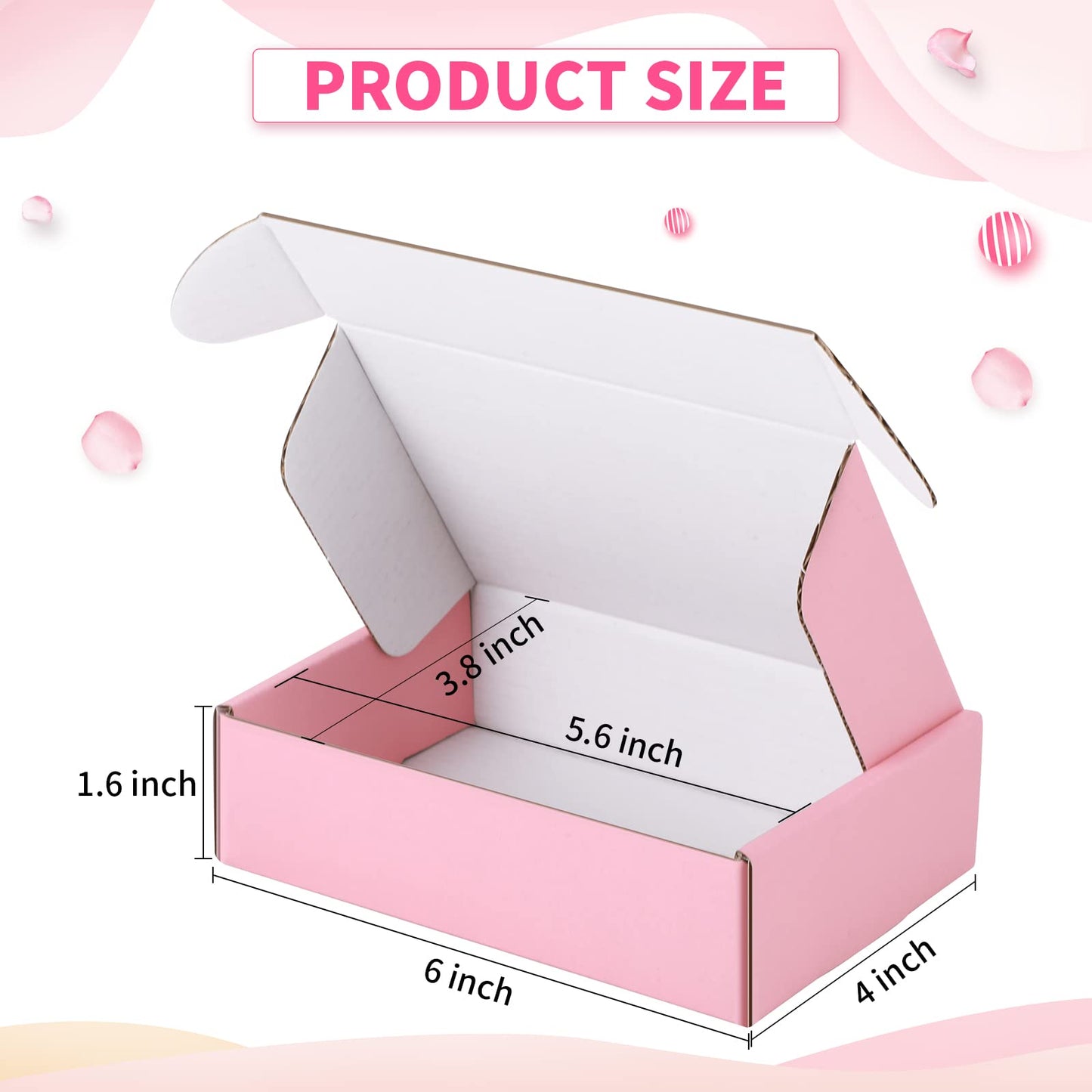 50 pink shipping boxes made of corrugated cardboard 6x4x1.6 inches - packaging boxes for small business - cute boxes and shipping bags for products