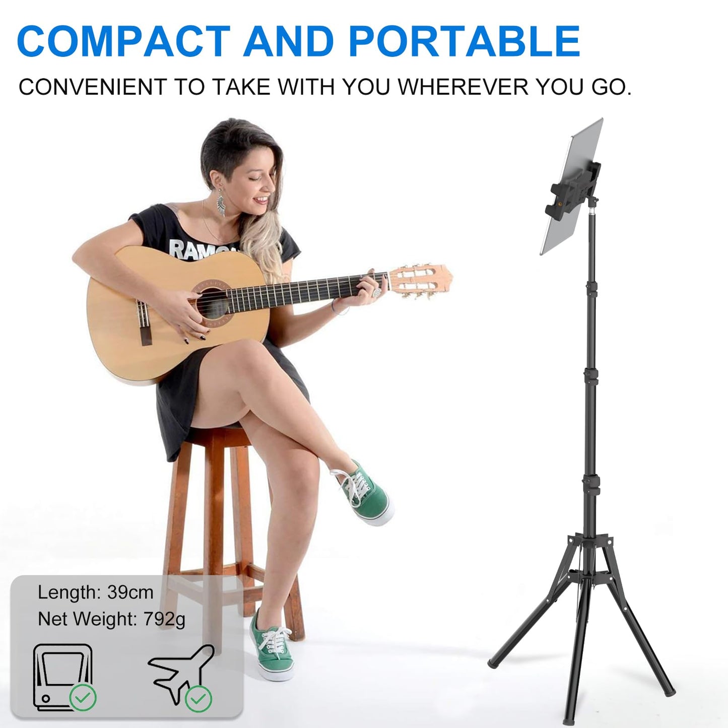 Cenawin tablet stand holder, iPad stand holder adjustable up to 160cm tablet stand floor stand for iPad Pro Air Mini, Samsung Galaxy Tab, 4.7-13.5 inch tablets and phones.