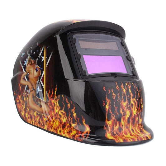 Automatic solar welding helmet with DIN9-13 variable shades and automatic darkening feature. (Sexy girl)