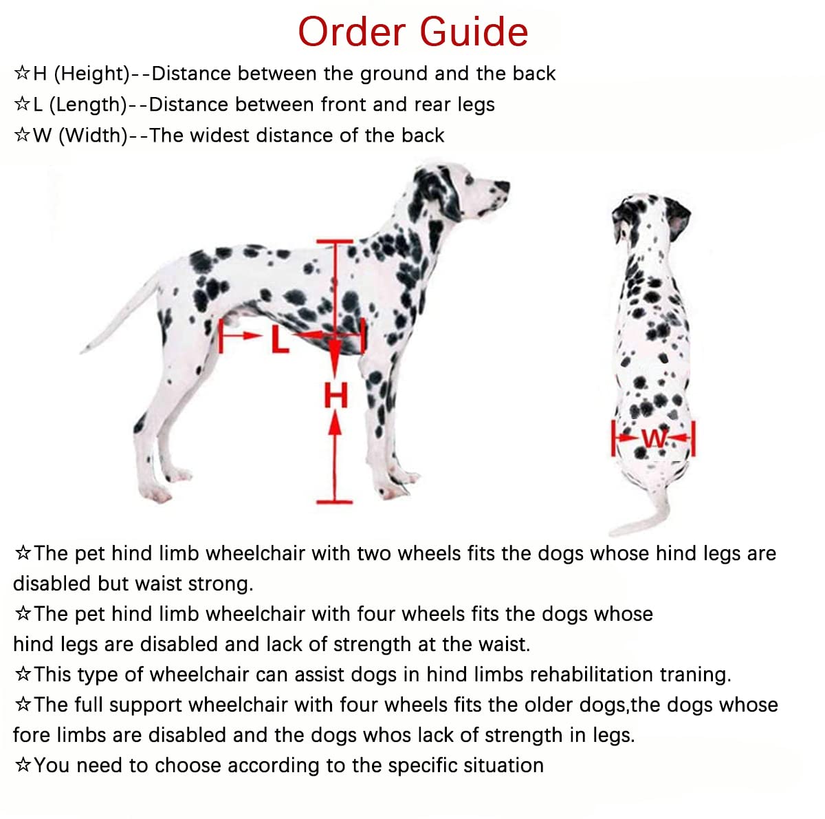 KAJILE Adjustable 2-Wheel Dog Wheelchair, XXL-1 size for disabled dogs hind legs rehabilitation, suitable height 50-65cm, width 24-32cm, length 35-45cm