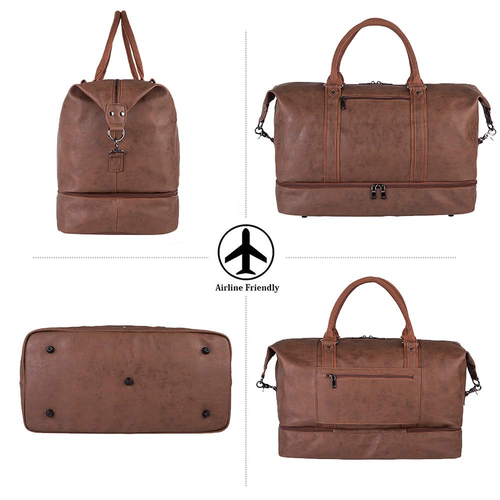 Overnight travel bag, canvas-leather, oversized weekend bag, large carry-on bag, travel bag for women or men.